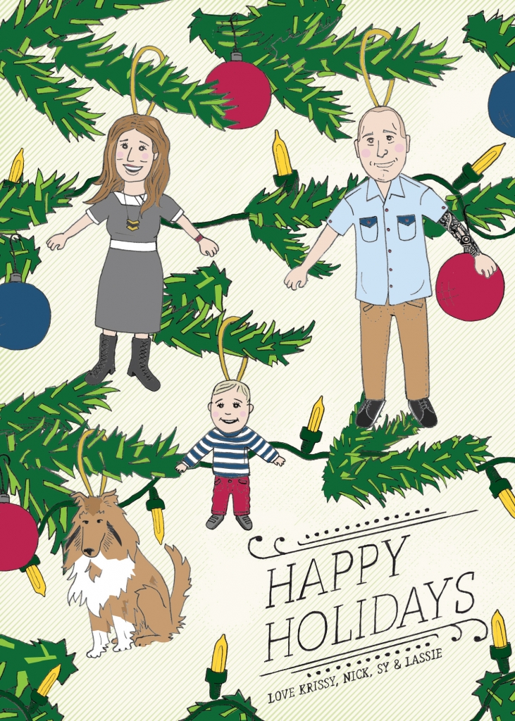 christmas card illustration family